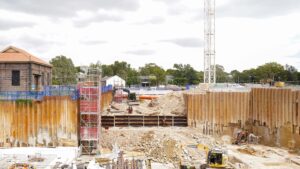 Sheet pile walls and lagging walls delivered by MESO Solutions.